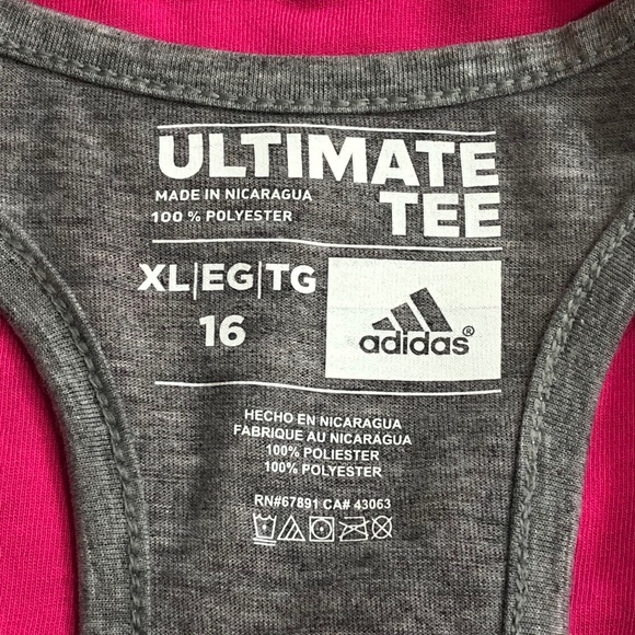 adidas Ultimate loose fit racer back pink and gray tank top - Picture 7 of 8